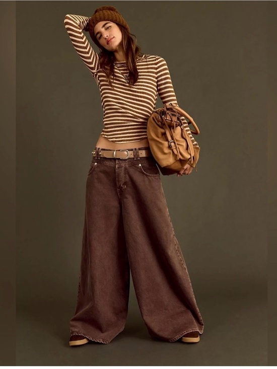 We The Free Denim - We The Free Wide Leg Brown Jeans